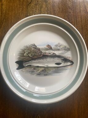 Portmeirion White Ceramic 7” Plate with Gray Crest Backstamp